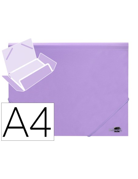 CARPETA LIDERPAPEL GOMAS SOLAPAS POLIPROPILENO DIN A4 LAVANDA OPACO