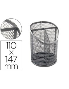 CUBILETE PORTALAPICES Q-CONNECT METAL REJILLA CON 3 COMPARTIMIENTOS DIAMETO 110 ALTURA 147 MM PLATA