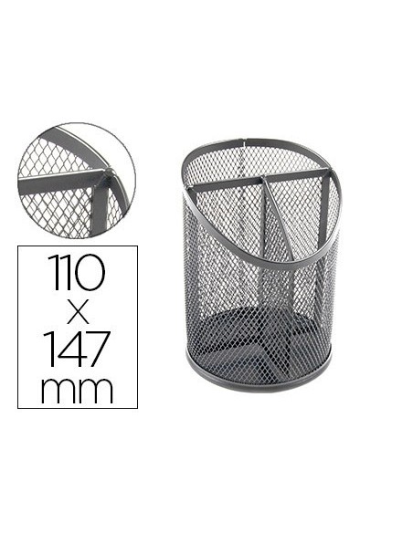 CUBILETE PORTALAPICES Q-CONNECT METAL REJILLA CON 3 COMPARTIMIENTOS DIAMETO 110 ALTURA 147 MM PLATA
