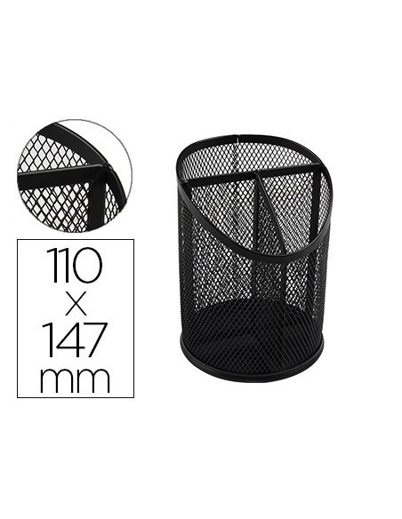 CUBILETE PORTALAPICES Q-CONNECT METAL REJILLA CON 3 COMPARTIMIENTOS DIAMETRO 110 ALTURA 147 MM NEGRO