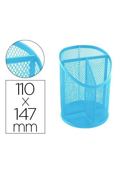 CUBILETE PORTALAPICES Q-CONNECT METAL REJILLA CON 3 COMPARTIMENTOS DIAMETRO 110 ALTURA 147 MM TURQUESA