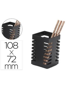 CUBILETE PORTALAPICES Q-CONNECT METAL CUADRADO NEGRO 72X108 MM