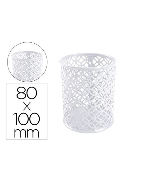 CUBILETE PORTALAPICES Q-CONNECT METAL REDONDO DIAMETRO 80 ALTURA 100 MM BLANCO