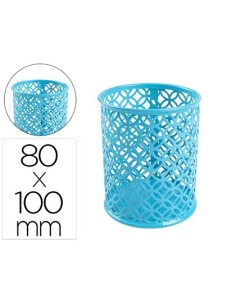CUBILETE PORTALAPICES Q-CONNECT METAL REDONDO DIAMETRO 80 ALTURA 100 MM TURQUESA