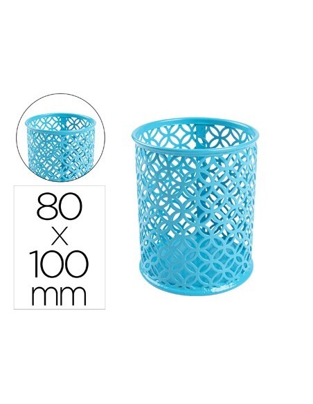 CUBILETE PORTALAPICES Q-CONNECT METAL REDONDO DIAMETRO 80 ALTURA 100 MM TURQUESA