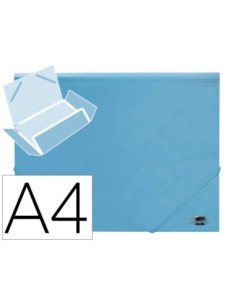 CARPETA LIDERPAPEL GOMAS SOLAPAS POLIPROPILENO DIN A4 CELESTE OPACO