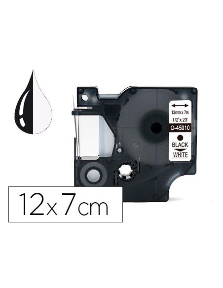 CINTA Q-CONNECT 1000 NEGRO-BLANCO 12MM X 7MT DYMO