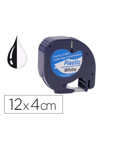 CINTA Q-CONNECT 12MM X 4MT NEGRO-BLANCO PERLA PARA MAQUINA LETRATAG