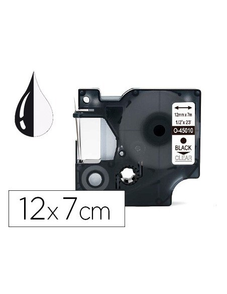 CINTA Q-CONNECT NEGRO-TRANSPARENTE 12MM X 7MT DYMO