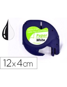 CINTA Q-CONNECT PAPEL 12MM X 4MT NEGRO-BLANCO PARA LETRATAG
