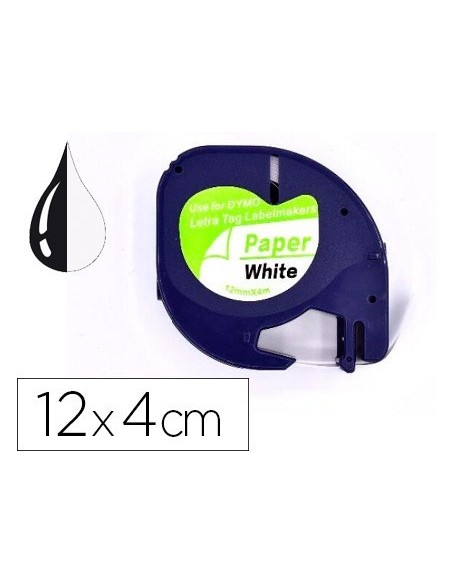 CINTA Q-CONNECT PAPEL 12MM X 4MT NEGRO-BLANCO PARA LETRATAG
