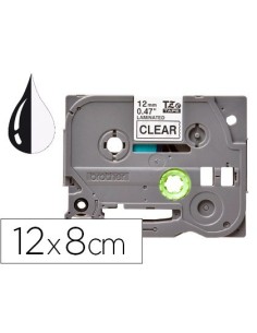 CINTA Q-CONNECT TZE-131 TRANSPARENTE-NEGRO 12MM LONGITUD 8 MT