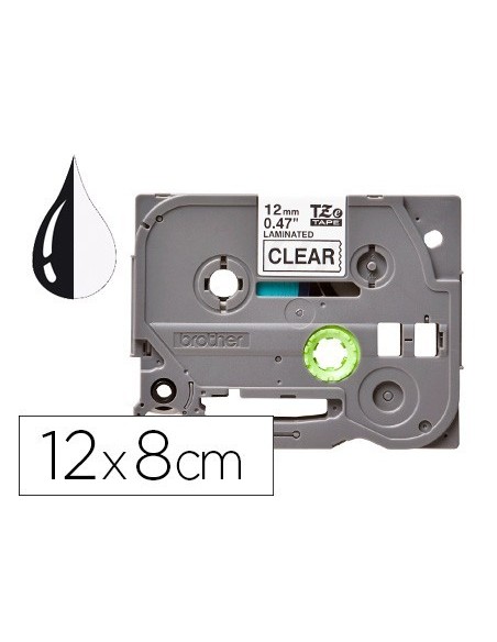 CINTA Q-CONNECT TZE-131 TRANSPARENTE-NEGRO 12MM LONGITUD 8 MT