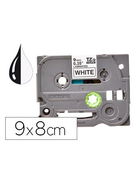 CINTA Q-CONNECT TZE-221 BLANCO-NEGRO 9MM LONGITUD 8 MT