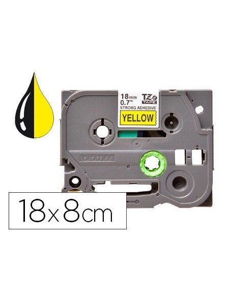 CINTA Q-CONNECT TZE-641 AMARILLO-NEGRO 18MM LONGITUD 8 MT