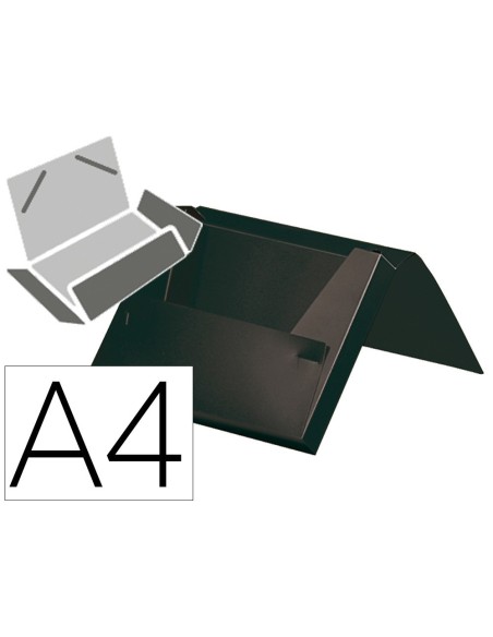 CARPETA LIDERPAPEL PORTADOCUMENTOS GOMAS POLIPROPILENO DIN A4 NEGRO OPACO LOMO 25 MM