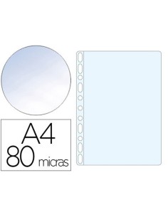 FUNDA MULTITALADRO Q-CONNECT DIN A4 80 MC CRISTAL CAJA DE 1400 UNIDADES