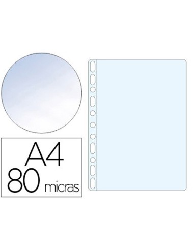 FUNDA MULTITALADRO Q-CONNECT DIN A4 80 MC CRISTAL CAJA DE 1400 UNIDADES