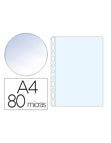 FUNDA MULTITALADRO Q-CONNECT DIN A4 80 MC CRISTAL CAJA DE 1400 UNIDADES