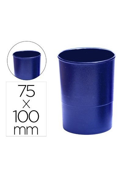 CUBILETE PORTALAPICES Q-CONNECT PLASTICO DIAMETRO 75 MM ALTURA 100 MM AZUL OPACO
