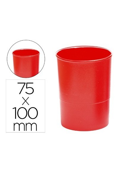 CUBILETE PORTALAPICES Q-CONNECT PLASTICO DIAMETRO 75 MM ALTURA 100 MM ROJO OPACO