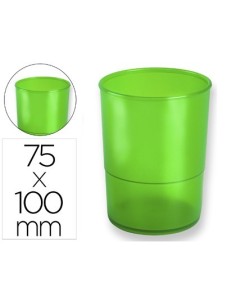 CUBILETE PORTALAPICES Q-CONNECT PLASTICO DIAMETRO 75 MM ALTURA 100 MM VERDE TRANSLUCIDO