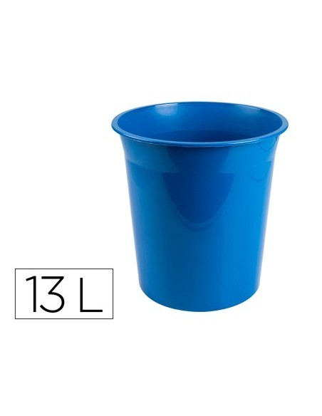 PAPELERA PLASTICO Q-CONNECT AZUL OPACO 13 LITROS DIM. 275X285MM