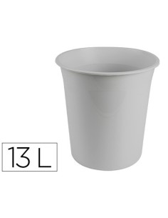 PAPELERA PLASTICO Q-CONNECT GRIS OPACO 13 LITROS DIM. 275X285MM