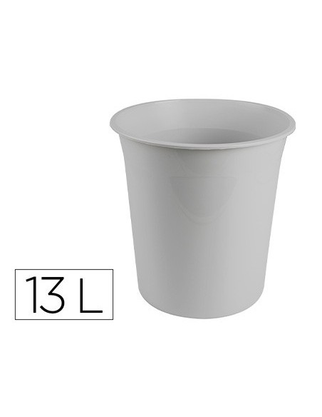 PAPELERA PLASTICO Q-CONNECT GRIS OPACO 13 LITROS DIM. 275X285MM