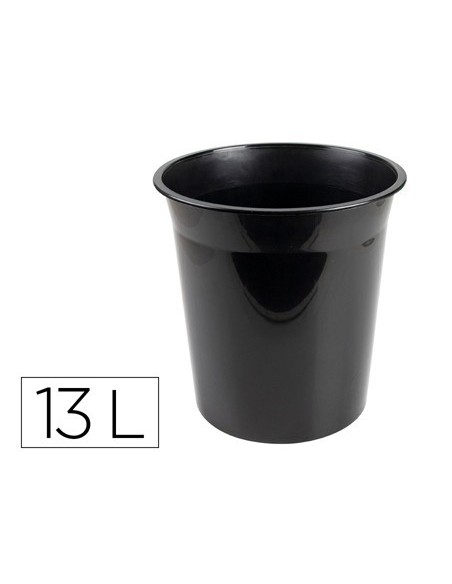 PAPELERA PLASTICO Q-CONNECT NEGRO OPACO 13 LITROS DIM.275X285 MM