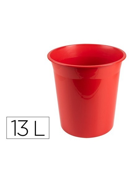 PAPELERA PLASTICO Q-CONNECT ROJO OPACO 13 LITROS