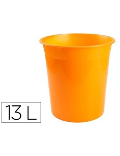 PAPELERA PLASTICO Q-CONNECT NARANJA TRANSLUCIDO 13 LITROS 275X285 MM