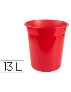 PAPELERA PLASTICO Q-CONNECT ROJO TRANSLUCIDO 13 LITROS 275X285 MM