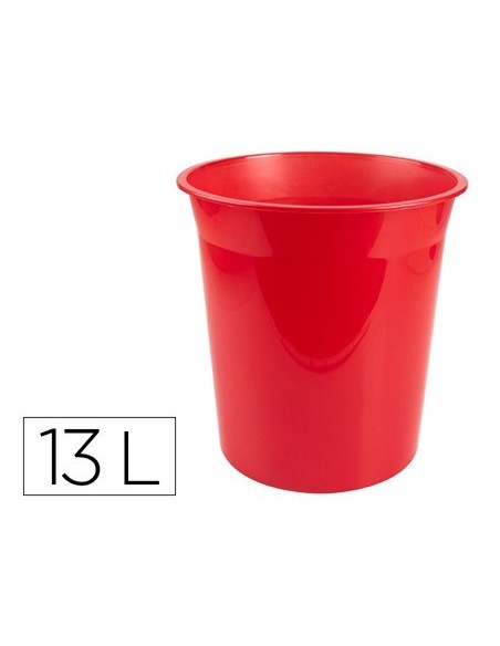 PAPELERA PLASTICO Q-CONNECT ROJO TRANSLUCIDO 13 LITROS 275X285 MM