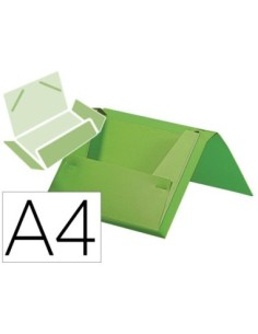 CARPETA LIDERPAPEL PORTADOCUMENTOS GOMAS POLIPROPILENO DIN A4 VERDE MANZANA OPACO LOMO 25 MM