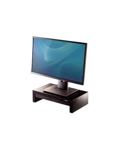 SOPORTE FELLOWES PARA MONITOR DESIGNER SUITES AJUSTABLE 3 ALTURAS CON BANDEJA NEGRO 406X111X244 MM HASTA 18 KG