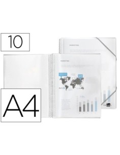CARPETA LIDERPAPEL ESCAPARATE CON ESPIRAL 10 FUNDAS POLIPROPILENO DIN A4 TRANSPARENTE