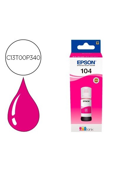 TINTA EPSON ECOTANK 104 ET-2710 / 2711 / 2712 / 2720 / 2726 / 4700 MAGENTA 7500 PAGINAS
