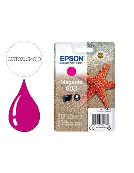 INK-JET EPSON 603 XP-2100 / 2105 / 3100 / 4100 / WF-2810 / 2830 / 2835 / 2850 MAGENTA 130 PAGINAS