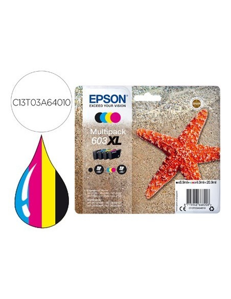 INK-JET EPSON 603XL XP-2100 / 2105 / 3100 / 4100 / WF-2810 / 2830 / 2835 / 2850 MULTIPACK 4 COLORES NEGRO
