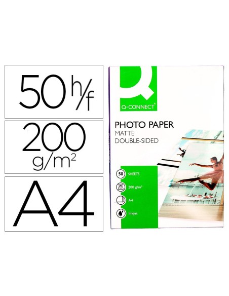 PAPEL Q-CONNECT FOTO MATE DOBLE CARA DIN A4 PARA FOTOCOPIADORAS E IMPRESORAS INK JET BOLSA DE 50 HOJAS 220