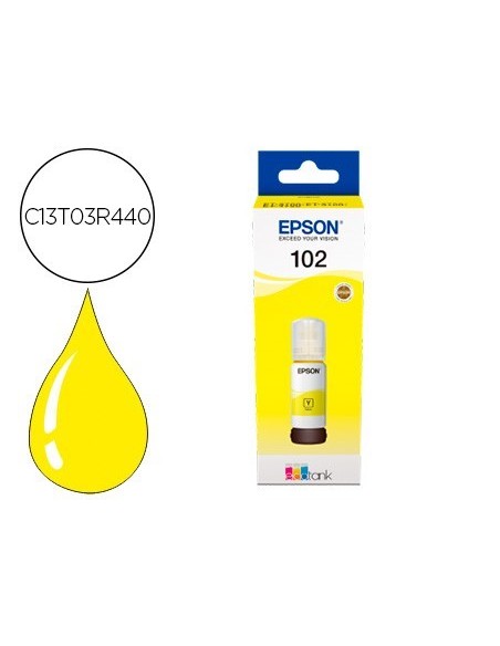 TINTA EPSON ECOTANK 102 ET-2700 / 2750 / 3700 / 3750 / 4750 BOTE DE 70 ML AMARILLO 6.000 PAG