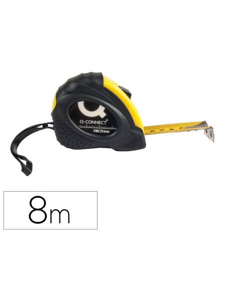 FLEXOMETRO Q-CONNECT DE 8 MT CON FRENO MATERIAL ANTICHOQUE 25 MM DE ANCHO