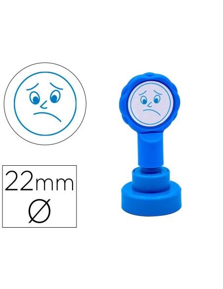 SELLO ARTLINE EMOTICONO DISGUSTO COLOR AZUL 22 MM DIAMETRO