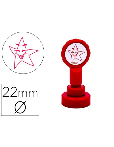 SELLO ARTLINE EMOTICONO ESTRELLA COLOR ROJO 22 MM DIAMETRO