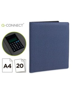 CARPETA PORTAFOLIOS Q-CONNECT A4 CON CALCULADORA BLOC 20 HOJAS Y DEPARTAMENTOS INTERIORES COLOR AZUL 250X315