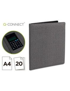 CARPETA PORTAFOLIOS Q-CONNECT A4 CON CALCULADORA BLOC 20 HOJAS Y DEPARTAMENTOS INTERIORES COLOR GRIS 250X315