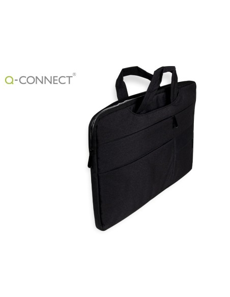 FUNDA PARA PORTATIL Q-CONNECT 15,6" CON ASAS RETRACTILES CREMALLERA 3 BOLSILLOS EXTERIORES NEGRO