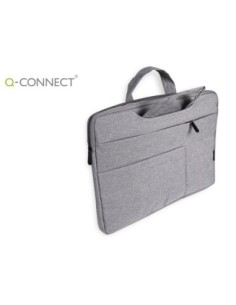 FUNDA PARA PORTATIL Q-CONNECT 15,6" CON ASAS RETRACTILES CREMALLERA 3 BOLSILLOS EXTERIORES GRIS