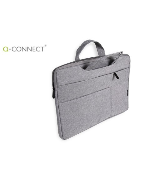 FUNDA PARA PORTATIL Q-CONNECT 15,6" CON ASAS RETRACTILES CREMALLERA 3 BOLSILLOS EXTERIORES GRIS